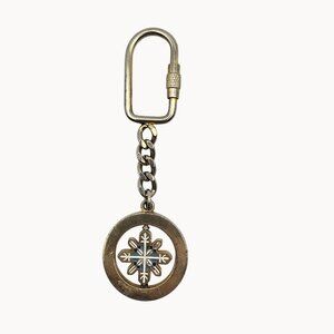 Vintage Gold-Toned Round Spinning Middle Snowflake Keychain Accessory Gift